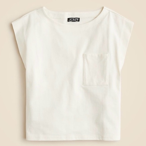 J Crew NWT New Mariner Jersey Boatneck Muscle T-shirt large in Ivory SEE PICS - Picture 3 of 11